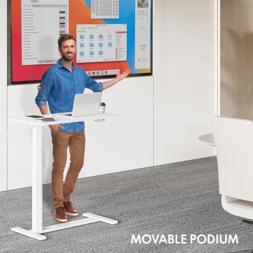 FLEXISPOT 28" Mobile Standing Desk Pneumatic Lift Computer Workstations | Computer workstation desk with hidden wheels,Laptop Rolling Cart for home office and small spaces.27.6"W x 15.7"D,White - color: Pure White, size: 28x16