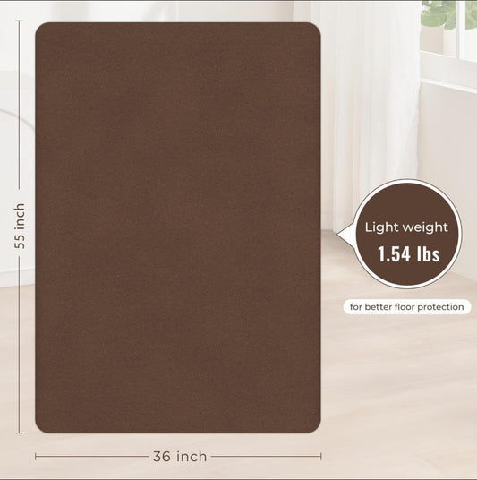Sycoodeal Office Chair Mat for Hardwood Floor,Slip Resistant Floor Mat for Office Computer Gaming Chair,Heavy Duty Floor Protector for Rolling Chairs,Easy to Clean,Coffee(36"x55") - color: Coffee, size: 36*55"