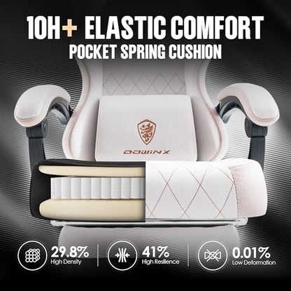 Dowinx Gaming Chair with Footrest, Ergonomic Desk Chair, Beige - color: Beige