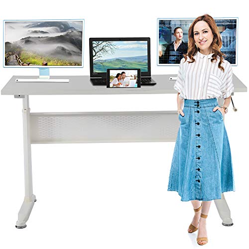 Standing Desk Converter Height Adjustable Desk Stand Up Desk 48 x 24 Inches Large Desktop Sit to Stand Desk with Sturdy Frame, Ergonomic Home Office Computer Workstation for Laptop Dual Monitor, White