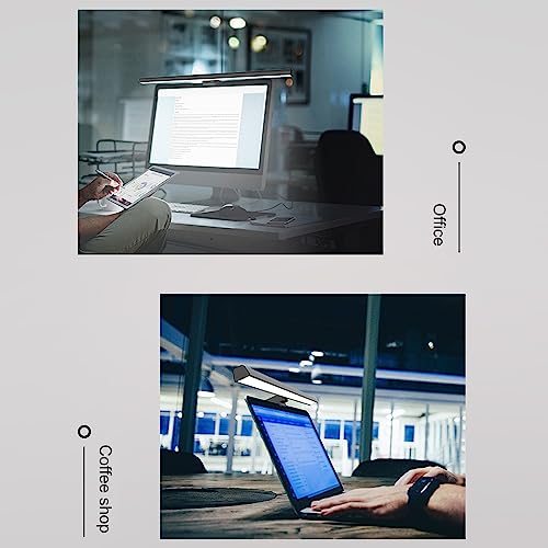 Monitor Light Bar Desk Light Bar 3 Switchable Light Modes Stepless Dimmable Touch Control Computer Screen Light Bar for Office Home White (Black) - color: Black