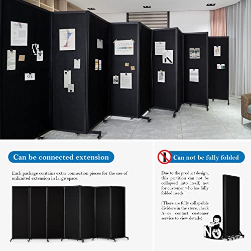 Room Partition, 12'7"L* 6'7"H,6 Panel,Black - color: Black, size: 151"(L)*78.7"(H)