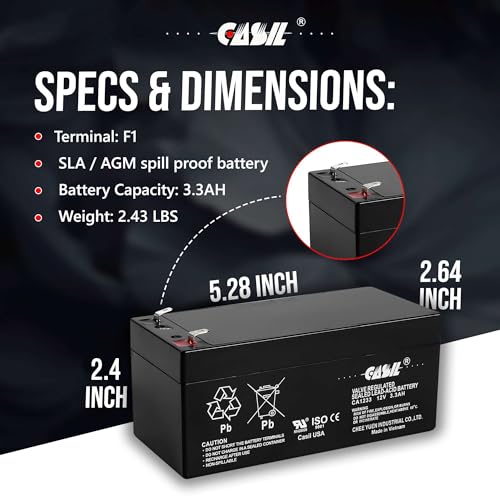 Casil 12V 3.3Ah Rechargeable Sealed Lead Acid Replacement Battery for APC Back UPS ES 350