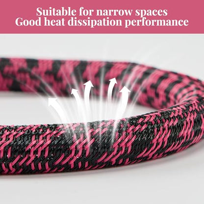 Cable Sleeve 3/4 Inch x 50FT Self-Wrapping Wire Loom - color: Black pink, size: 3/4"-50ft