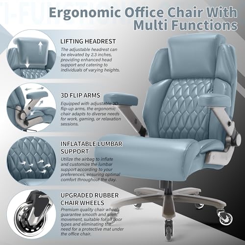Big and Tall Office Chair 700lbs, Ergonomic High Back Computer Desk Chair - color: Blue