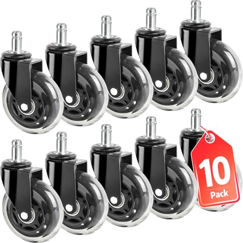 Office Chair Wheels, Set of 10 Rubber Caster Wheels, Roller Blade Wheel Heavy Duty Casters, Replacement Wheels for Most Chair Wheel, Easy to Install (Not for IKEA) - color: 10P