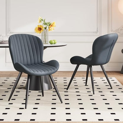 Dining Chairs Set of 6 Modern Fabric Dining Room Chairs Upholstered Dining Chairs with Thick Cushions Metal Legs Armless Back Chair for Kitchen and Living Room Charcoal Gray - color: Charcoal Gray (Fabric), size: Set of 6