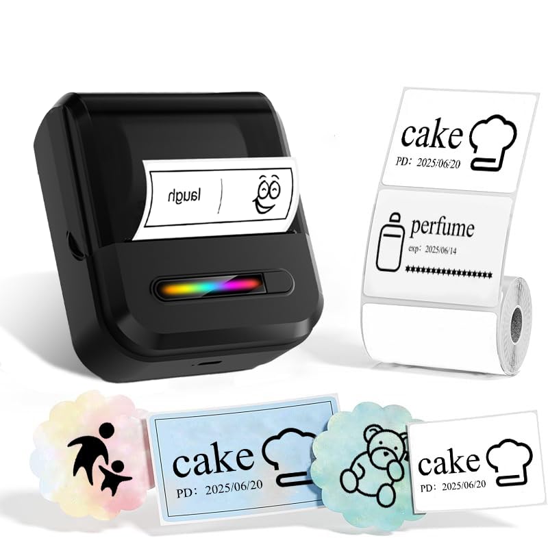 U1 Label Maker Machine,Portable Thermal Label Printer,Mini Bluetooth Inkless Label Stickers Makers for Home Storage School Business Office,Labeler Compatible with iOS & Android(Black) - color: Black-U1