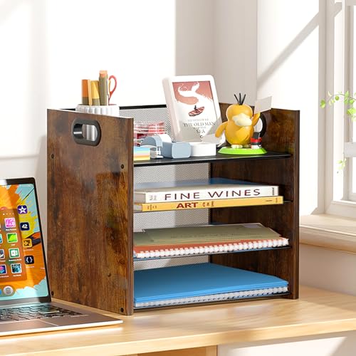 Desk Organizer, 4 Tier Desktop File Organizer and Paper Tray Organizer, Office Desk Accessories for Mail, Documents, Papers, Notebooks and Home Office Storage - size: 4 Tier