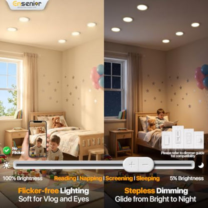 Ensenior 24 Pack 6 Inch LED Recessed Light, 5000K Dimmable Canless Wafer - color: 5000k - Daylight, size: 6 Inch