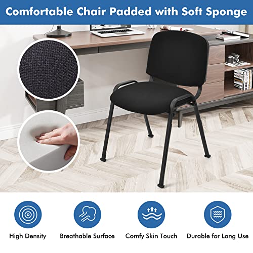 HAPPYGRILL Waiting Room Chairs, Stackable Conference Chairs with Metal Frame, Padded Cushion,Ergonomic Design, Guest Reception Chairs Set for Office, Reception Room, Conference Room, Events (4-Pack) - size: 4-Pack