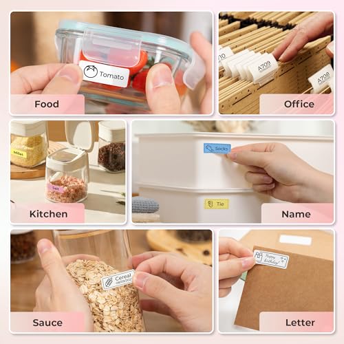Nelko P21 Label Maker Machine with Tape, Bluetooth Label Printer, Pink - color: Pink