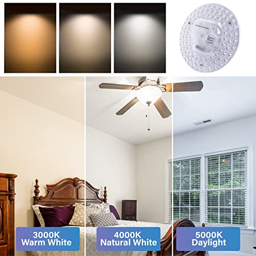 2Pack 36W LED Light Engine Retrofit Kit,6.69inch 3200LM 3CCT 3000K/4000K/5000K Dimmable Ceiling Fan Light Kits,AC 120-130V Ceiling Fan Light Replacement for Ceiling Flush Light