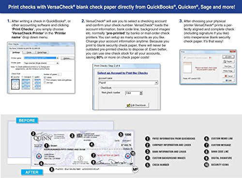 VersaCheck HP Laserjet M234 MXE MICR Check Printer X9 Platinum 5-User Check Printing Software Bundle, White