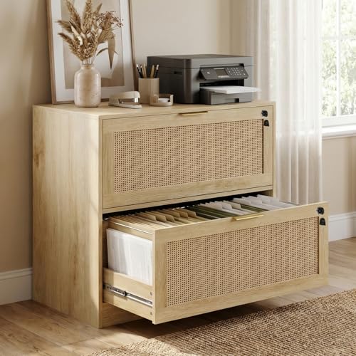 HOPUBUY 2 Drawer File Cabinet with Lock, Printer Stand Lateral - color: Natural, size: 15.74″Dx31.10″WX27.55″H