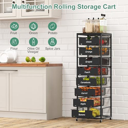 EasyPAG Rolling Storage Cart With 8 Drawers, Metal Craft Organizers And Storage Cart With Wood Tabletop, 30 Lbs Capacity Per Drawer For Home Office Classroom And Dorm, Black - size: 8 Drawers