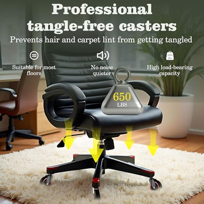 Anti-Tangle Office Chair Casters 5-Pack- 650LB Capacity, 7/16" x 7/8" Stem Size, 3 Inch PA Wheels for Carpet, Tile, Hardwood,360° Smooth Rolling, Low-Noise, Fits Most Chairs,Fits Most Chairs - color: Black Red, size: 11mm-Fit Most