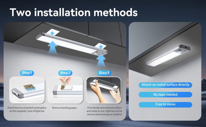2Pack 10inch Under Cabinet Light,40 LED 2000 mAh,Rechargeable Motion Sensor Light Indoor,Dimmable Magnetic Closet Lights, Under Counter Lights for Kitchen, Stairs,Home