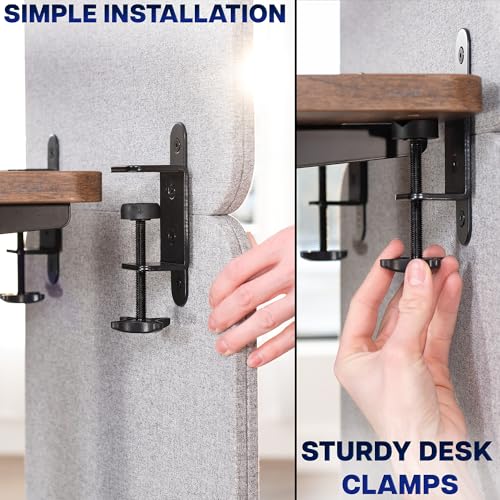 VIVO Clamp-on 59 x 46 inch Desk Privacy Panel, Sound Absorbing Cubicle Dividers, 3 Acoustic Partitions, Above and Below Desktop, Gray, PP-3-C060G