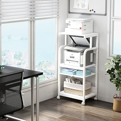 Fannova 4 Tier White Printer Shredder Stand with Storage for Home Office - color: White