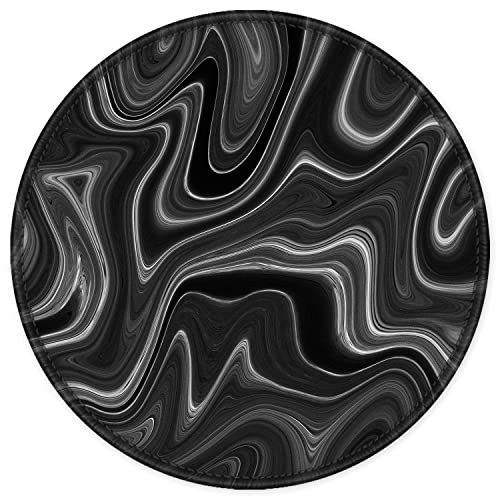 ITNRSIIET Round Mouse Pad with Stitched Edge Premium-Textured Waterproof Non-Slip Rubber Base Desktop Protection Mat Diameter 8.7 inches, Abstract Black and White - color: Abstract Black and White