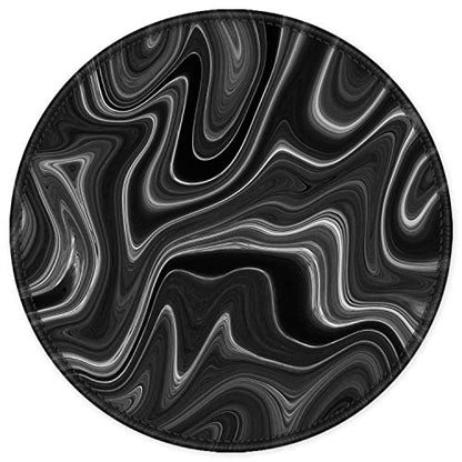 ITNRSIIET Round Mouse Pad with Stitched Edge Premium-Textured Waterproof Non-Slip Rubber Base Desktop Protection Mat Diameter 8.7 inches, Abstract Black and White - color: Abstract Black and White