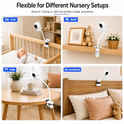 15.7 inches Baby Monitor Mount Compatible with HelloBaby HB6560/HB65/HB6550/ pro/HB66/HB248/HB6240/HB6351/ HB6339/,ANMEATE SM935E Baby Monitor Camera,Flexible Clip Clamp Mount Long Gooseneck Arm