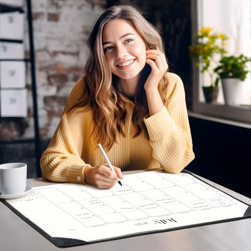 Simplified Desk Calendar 2026 with Desktop Mat, Cabbrix Large Desk Pad Calendar 21" x 16-1/2" January 2026 to June 2027, Desk Blotter Calendar for Home School and Office (Dark Black) - color: Dark Black