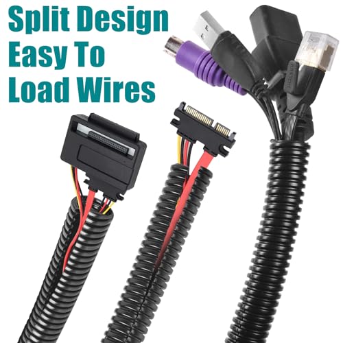 1/2 Inch Wire Loom Split Tubing - 10 ft Cord Protector Electric Wires Covers, Automotive Wire Flexible Conduit, Plastic Wire Cover with Cable Zip Tie - size: 1/2"-10ft