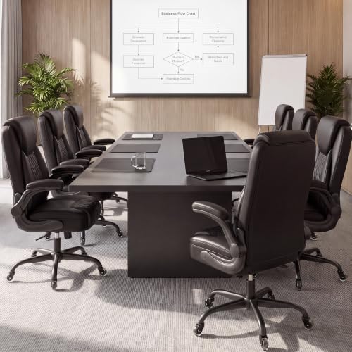 COMHOMA Mid-Back Office Chair, Ergonomic PU Desk Chair with Flip up Arms, Small Computer Gaming with Comfy Lumbar Support,Rocking Function,Sturdy Metal Base, Black - color: Black