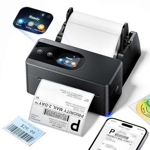 Phomemo Thermal Label Printer Upgraded with Touchable Screen, Shipping Label Printer for Small Business, 4x6 Wireless Thermal Label Printers for Shipping Package, with 750 Labels, Pink