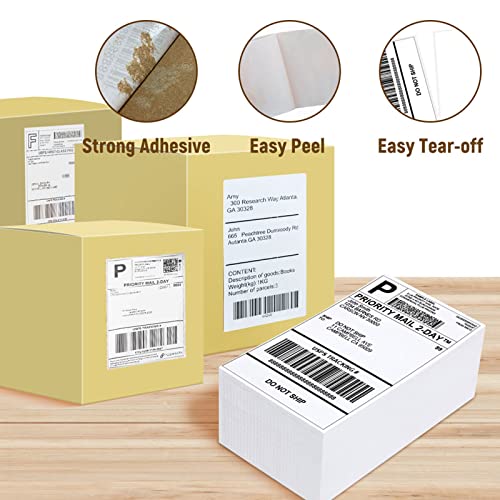 4" x 6" Fanfold Labels Direct Thermal Labels - White Shipping Mailing Postage Labels Permanent Adhesive 1000 Labels Per Stack (8000 Labels=8 Stacks) - size: 8 Stacks | 8000 Labels