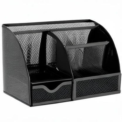 Exerz Desk Organizer 7 Compartment Pencil Holder Office Tidy Caddy Black - color: Black