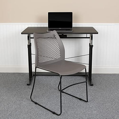 Flash Furniture Hercules Series Contoured Lobby Chairs with Air-Vent Honeycomb Backs, Ergonomic Stacking Chairs for Offices, Set of 5, Gray | Sled Base, Powder Coated, 661 LBS. Weight Capacity - color: Grey, size: Set of 5
