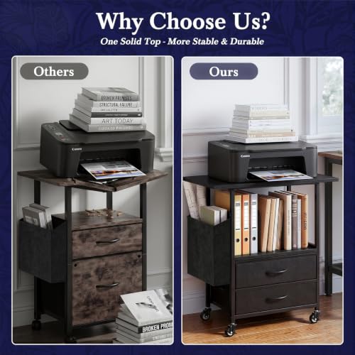 Faesun 22IN Mobile Filing Cabinet, Rolling File Cabinet with Fabric Drawers - color: Black