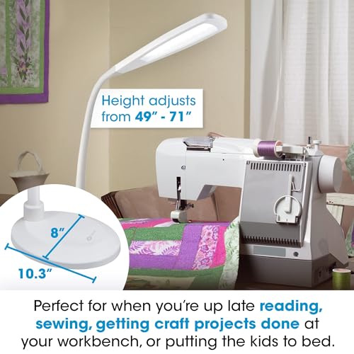 OttLite Flex LED Floor Lamp, White | ClearSun LEDs Reduce Eyestrain | Adjustable Flex Neck 49"-71" | Smart Memory Feature - color: White