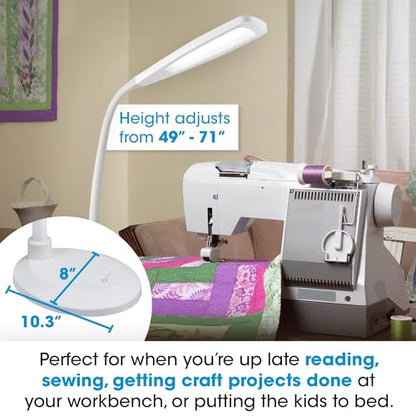 OttLite Flex LED Floor Lamp, White | ClearSun LEDs Reduce Eyestrain | Adjustable Flex Neck 49"-71" | Smart Memory Feature - color: White
