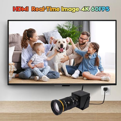 SVPRO 4K 60fps HDMI Camera USB3.0 Streaming Webcam with 5-50mm Manual Telephoto Lens 10X Optical Zoom H.264 Industrial Microscope Close-Ups Camera,USB and HDMI Dual Ouput - color: 4K 60fps Camera with 5-50mm Lens