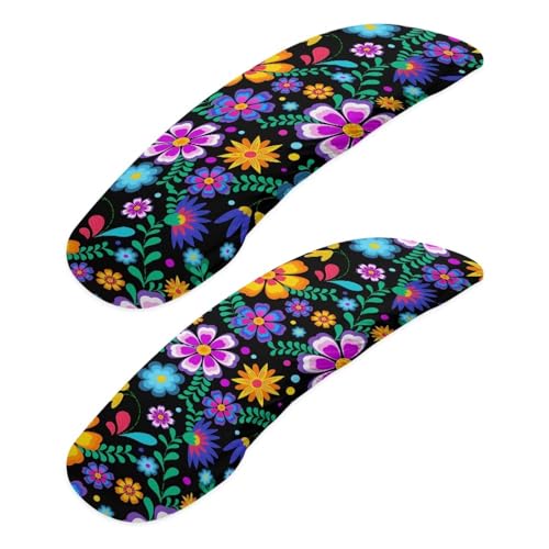 Boho Floral Print Chair Arms Protector Flowers Print Office Seat Hand Rest Protector with Elastic Edge, Stretchable Skin Friendly Computer Chair Desk Chair Arms Covers, 2 Pack - color: Boho Floral-multicolor