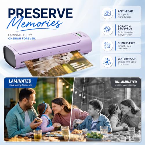 13 Inch Laminator Machine, 11x17 Hot & Cold Thermal Laminator, A3 11-in-1 Laminating Machine with 30 Sheets, 60s Warm-Up, Never-Jam Design Lamination for Teachers, Home, School & Office -Purple - color: Purple