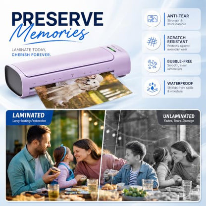 13 Inch Laminator Machine, 11x17 Hot & Cold Thermal Laminator, A3 11-in-1 Laminating Machine with 30 Sheets, 60s Warm-Up, Never-Jam Design Lamination for Teachers, Home, School & Office -Purple - color: Purple