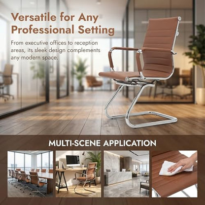 HNY 2-Pack PU Leather Office Guest Chairs - color: Coffee, size: 2 PCS