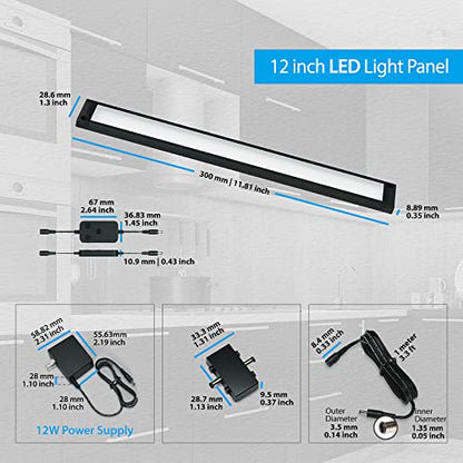EShine 3 Pack 12 inch Black Smart Dimmable LED Under Cabinet Lighting Kit Compatible with Alexa, Google - Warm White (3000K) - color: Warm White (3000 K), size: 3 pack 12 Inch