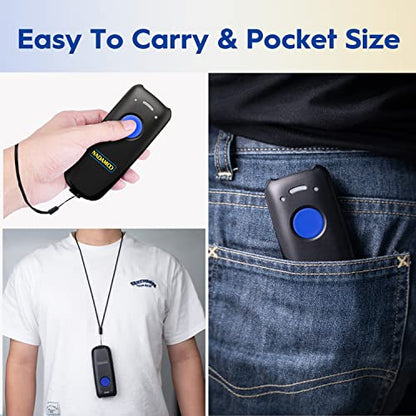 NADAMOO Wireless Barcode Scanner Compatible with Bluetooth Function, 2.4G Wireless & Wired 3-in-1 Bar Code Scanner Portable USB CCD Reader, Work with iPhone iPad Android Windows Mac OS-Dark Blue - color: 1D Dark Blue