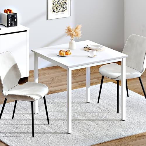 Need Small Square Dining Table 31.5inch Home Office Desk White - color: White & White Frame, size: 31.5x31.5 inch