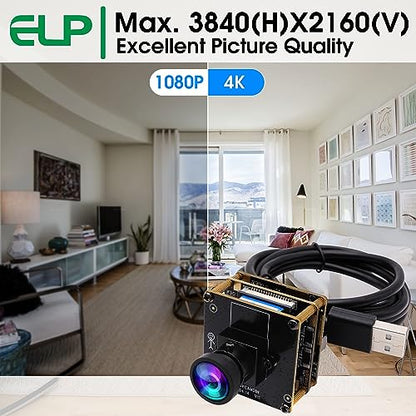 ELP 4K HDMI USB Camera - Wide Angle, 2X Digital Zoom, H.265, 8MP, UVC USB2.0 for Laptop & Monitor - color: 120degree no distortion lens