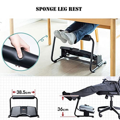 Adjustable Rocking Foot Rest for Under Desk at Work, Ergonomic Office Footrest Foam Leg Rest Elevated Under Table, Standing Desk Foot Rocker Stand Support (Black)