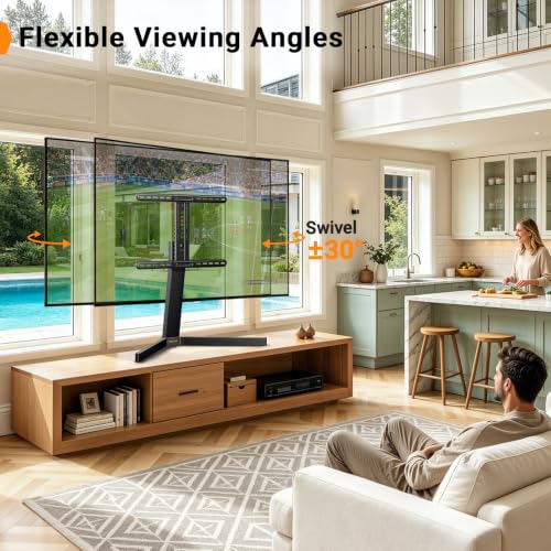 Perlegear Swivel TV Stand with Power Outlet for 42–90" TVs up to 132 lbs - size: 42-90 inch