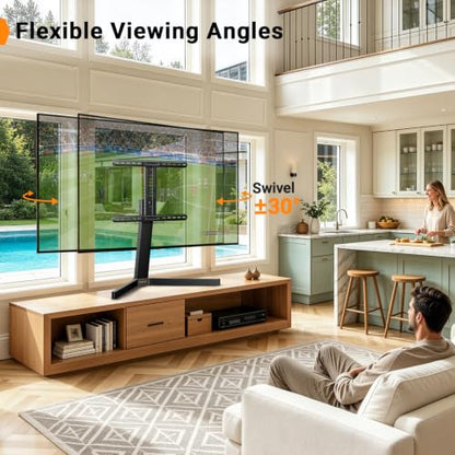 Perlegear Swivel TV Stand with Power Outlet for 42–90" TVs up to 132 lbs - size: 42-90 inch