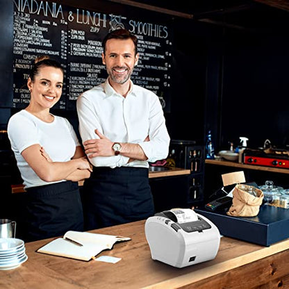 MUNBYN WiFi Thermal Receipt Printer with USB/LAN/RS232 Port POS Printer - color: White